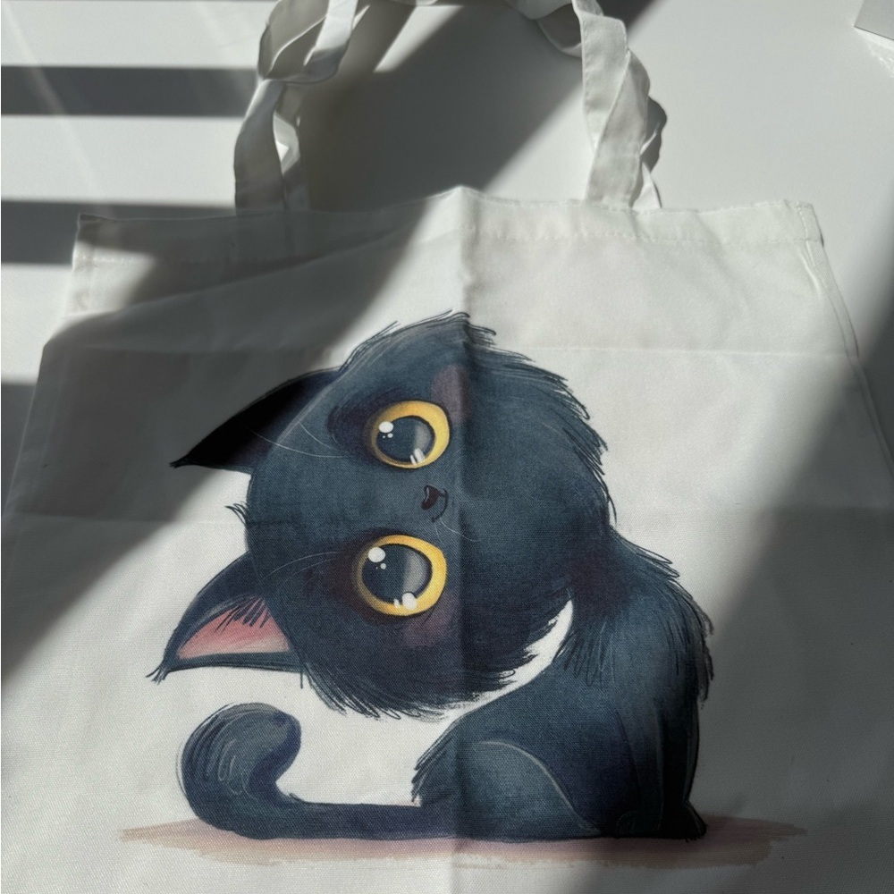 Canvas Tote Bag โ Anime Black Cat Print ๐พ - Picture 5 of 6